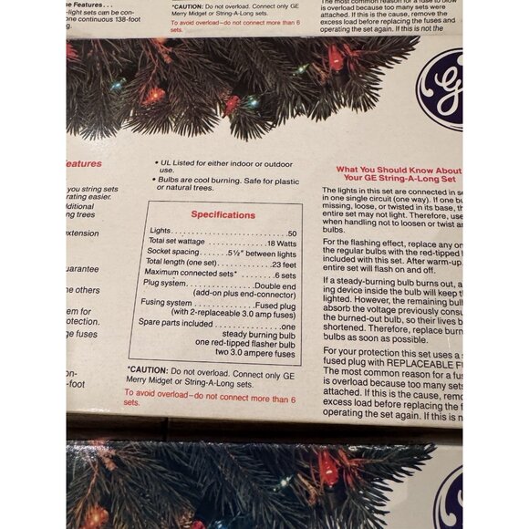 VTG NEW GE String A Long Christmas Lights 4 Sets Of 50 Light Miniature Green Red - Picture 8 of 10